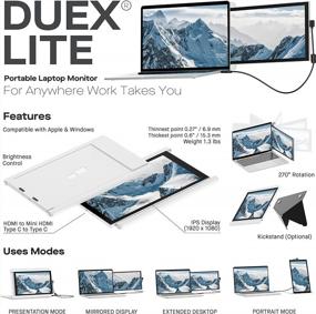 img 3 attached to 💻 Duex Portable Monitor: Upgraded Laptop Companion with 12.5" Display, 1080P Resolution and Lightweight Design in White
