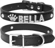 xs size custom dog collar with personalized name letters - didog smooth pu leather rhinestone for small medium dogs, black логотип