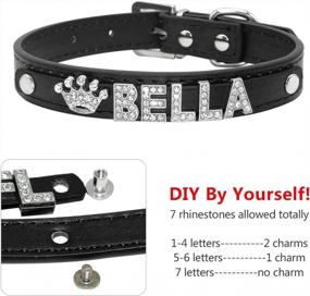 img 2 attached to XS Size Custom Dog Collar With Personalized Name Letters - Didog Smooth PU Leather Rhinestone For Small Medium Dogs, Black