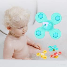 img 1 attached to 🛁 Fun and Educational Suction Cup Spinner Toys - Perfect for Bath Time! Ideal Sensory Rattles and Spinning Top Toy for 6-18 Month Old Babies. Great Gifts for 1-3 Year Old Boys and Girls (Pack of 3)