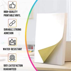 img 1 attached to 65 Pcs A4 Glossy Self Adhesive Sticker Label Paper For Printer, Quick Drying White Glossy Sticker Paper