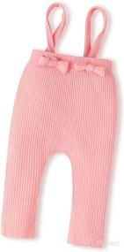 img 4 attached to U·nikaka Cotton Rib-Knit Legging Pants with Suspenders: The Perfect Adjustable Solid Baby Unisex Pants