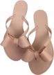 women's summer dressy flip-flops with jelly bow, flat rivets & beach style logo