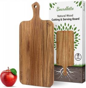 img 4 attached to Acacia Wood Cutting Board For Kitchen - Medium Size Serving And Chopping Board For Meat, Cheese, Bread & Vegetables