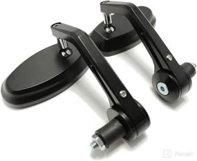 img 3 attached to 🛵 DREAMIZER Universal 7/8" 22mm Motorcycle Bar End Mirrors Oval Rear View Side, Ideal for Bobber Cafe Racer Street Bike Chopper Cruiser - Sleek Black Design