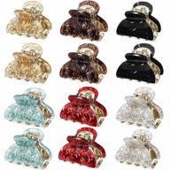 12 pcs small hair claw clips for women girls 1.5 inch cute hair clips bling sequins jaw clips for thick thin hair non slip strong hold hair clamps (long sequins) logo