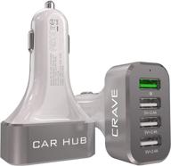 crave carhub 54w 4 port usb car charger with qualcomm quick charge 3.0 - white: efficient charging on the go logo