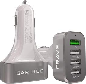 img 4 attached to Crave CarHub 54W 4 Port USB Car Charger with Qualcomm Quick Charge 3.0 - White: Efficient Charging on the Go