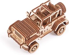 img 2 attached to 🦁 Wood Trick Safari Car Mini 3D Wooden Puzzle: Mechanical Moving Parts Wood Model Kit for Adults and Kids - Build Fun and Educational Wood Model - 5.3 x 2.9 in