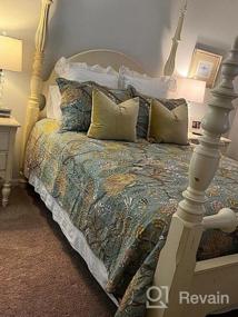 img 8 attached to Queen Size Reversible Floral Printed Quilted Bedspread With Shams - Travan 3-Piece Lightweight Coverlet Set For All Seasons In Yellow Flower Design
