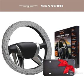 img 4 attached to 🚗 SENATOR Steering Wheel Cover - DAK04 Gray Leather PU Universal Fit with Slip Resistant Grip - 15 inches (38cm) - for Cars, Trucks, SUVs - Auto Car Accessories for Men & Women - SEOPLS0504