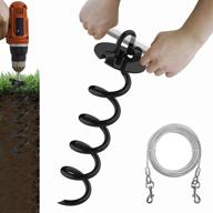 🐾 eurmax usa spiral pet dog tie out stakes with 17ft dog tie out cable – heavy duty spiral ground anchor for all kinds of pets – ideal outdoor dog anchor stake (black) логотип