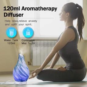 img 1 attached to Immerse Yourself In Aromatherapy Bliss With 120Ml Glass Diffuser; Ultrasonic Mist Humidifier With Timer Settings And Color Changing Lights In Blue For Ultimate Home Office And Bedroom Relaxation.