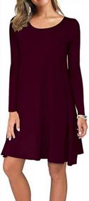 img 3 attached to AUSELILY Women'S Long Sleeve Pockets Casual Swing T-Shirt Dresses
