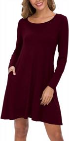 img 2 attached to AUSELILY Women'S Long Sleeve Pockets Casual Swing T-Shirt Dresses