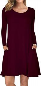 img 4 attached to AUSELILY Women'S Long Sleeve Pockets Casual Swing T-Shirt Dresses