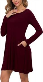 img 1 attached to AUSELILY Women'S Long Sleeve Pockets Casual Swing T-Shirt Dresses