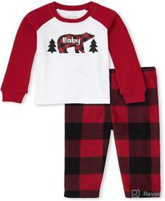 img 4 attached to 🎄 Cozy and Stylish: The Children's Place Kids' Holiday Snug Fit Cotton Top and Fleece Pant Pajamas