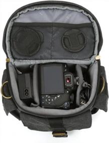 img 3 attached to Canvas Camera Case Bag With Shoulder Strap For DSLR/SLR Cameras - Black, Medium Size By Evecase