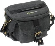 canvas camera case bag with shoulder strap for dslr/slr cameras - black, medium size by evecase logo