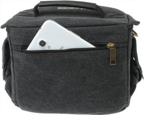img 1 attached to Canvas Camera Case Bag With Shoulder Strap For DSLR/SLR Cameras - Black, Medium Size By Evecase