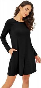 img 4 attached to Spmor Women'S Long Sleeve Pocket Casual Loose T-Shirt Dress