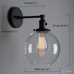 img 1 attached to 🌗 Phansthy Matte Black Wall Sconce with Switch - Industrial Vanity Light Fixture featuring 7.87 Inches Globe Canopy