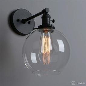 img 3 attached to 🌗 Phansthy Matte Black Wall Sconce with Switch - Industrial Vanity Light Fixture featuring 7.87 Inches Globe Canopy