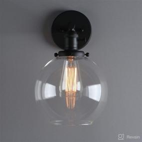 img 2 attached to 🌗 Phansthy Matte Black Wall Sconce with Switch - Industrial Vanity Light Fixture featuring 7.87 Inches Globe Canopy