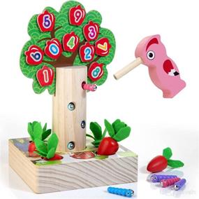 img 4 attached to HELLOWOOD Wooden Montessori Toddlers Shape Size Count Color