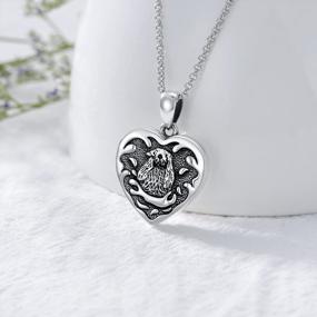 img 3 attached to Personalized Sterling Silver Heart Locket Necklace With Adorable Animal Charms: Koala, Panda, Otter, Cat, Wolf, Elephant - Holds Two Pictures