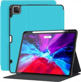 img 4 attached to Shockproof IPad Pro 12.9 Case 2020/2018 With Pencil Holder And Stand In Light Blue - Auto Wake/Sleep Function For 4Th/3Rd Generation - Premium Protective Folio Cover From Supveco