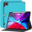 shockproof ipad pro 12.9 case 2020/2018 with pencil holder and stand in light blue - auto wake/sleep function for 4th/3rd generation - premium protective folio cover from supveco logo