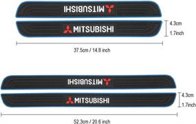 img 3 attached to 🚘 Moton Black PVC Soft Rubber Car Door Sill Plate Protectors with Blue Border for M-itsubishi - 4PCS