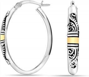 img 4 attached to Sterling Silver Antique Light-Weight Hoop Earrings For Women By LeCalla