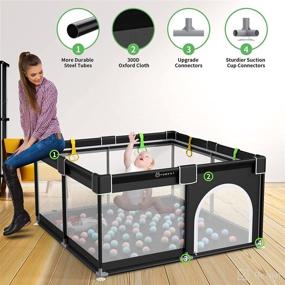 img 1 attached to 👶 YOBEST Baby Playpen: A Sturdy and Safe Activity Center for Babies and Kids, Indoors and Outdoors - 50x50, Black