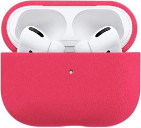 img 1 attached to Red Alcantara AirPods Pro Cover - Lopie Cozy Flannelette Fabric Case, Shockproof And Dust-Proof Protective Skin, Premium Material Case For AirPods Pro (Not For AirPods 3)