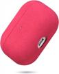 red alcantara airpods pro cover - lopie cozy flannelette fabric case, shockproof and dust-proof protective skin, premium material case for airpods pro (not for airpods 3) logo