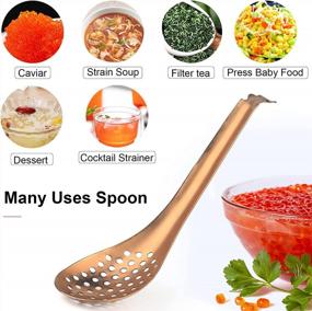 img 1 attached to Spherification Spoon - Stainless Steel Spherification Spoon Molecular Mixologist Slotted Bar Spoon Kitchen Set Of 2 (Copper)