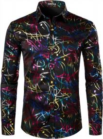 img 4 attached to Stand Out In Style With ZEROYAA Men'S Baroque Shiny Dress Shirts – Slim Fit, Long Sleeve & Button Up!