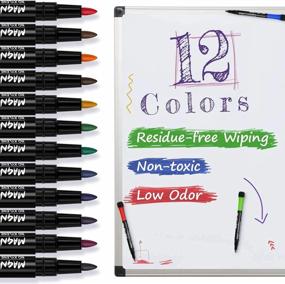 img 3 attached to Vibrant Magnetic Dry Erase Markers With Fine Point Tip & Eraser Cap - Ideal For Office, School, And Home Use! Available In A Pack Of 12 Colors - Low Odor And Lightweight!