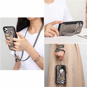 img 2 attached to TOOVREN Compatible With IPhone 12 Case/IPhone 12 Pro Case 6.1 Inch 2020, IPhone 12/12 Pro Case With Strap, Iphone12/ 12 Pro Card With Wallet Protective Cases For Women Cover Gray