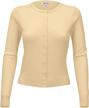 yemak women's knit cardigan sweater – long sleeve crewneck basic classic casual button down soft lightweight knitted top logo