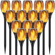 illuminate your landscape with 14 pack solar torch lights- enjoy dancing flickering flames at dusk to dawn logo