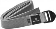 premium hugger mugger yoga strap with cinch buckle - long length for taller yogis, strong cotton material, and silent buckle technology logo