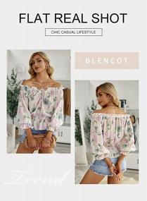 img 3 attached to Women'S Off Shoulder Chiffon Blouse With 3/4 Ruffle Sleeves And Summer Floral Print - Casual T-Shirt By BLENCOT