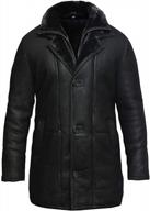 mens genuine sheepskin leather duffle trench coat with warm shearling lining from brandslock logo