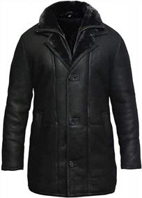 img 4 attached to Mens Genuine Sheepskin Leather Duffle Trench Coat With Warm Shearling Lining From Brandslock