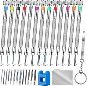 img 4 attached to Efficient 13PCS Watch Screwdriver Set with Replace Blades - Perfect for Jewelry, Electronics, and Eyeglass Repair