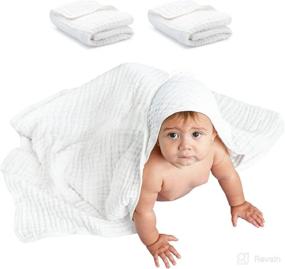 img 4 attached to 👶 Comfy Cubs 2 Pack Baby Hooded Muslin Cotton Towel Set - Large, Soft, Warm, and Absorbent Bath Towels for Boys and Girls